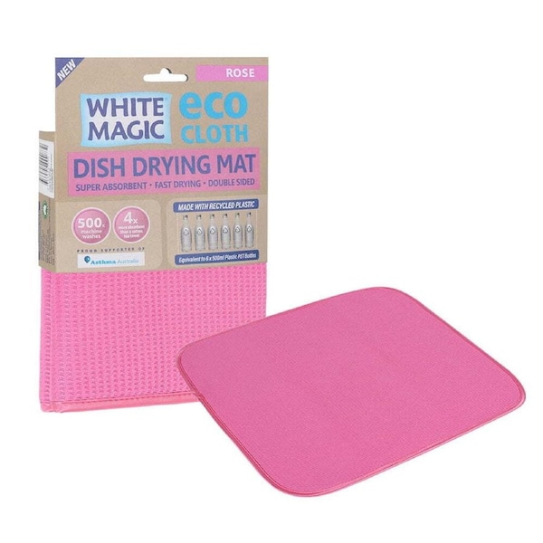 White Magic Dish/Bowl Drying Mat Kitchen Absorbent Pad Double Sided Cloth Rose
