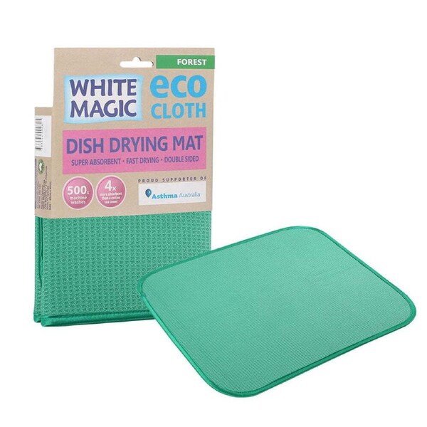 White Magic Dish/Bowl Drying Mat Kitchen Absorbent Pad Double Sided Cloth Forest
