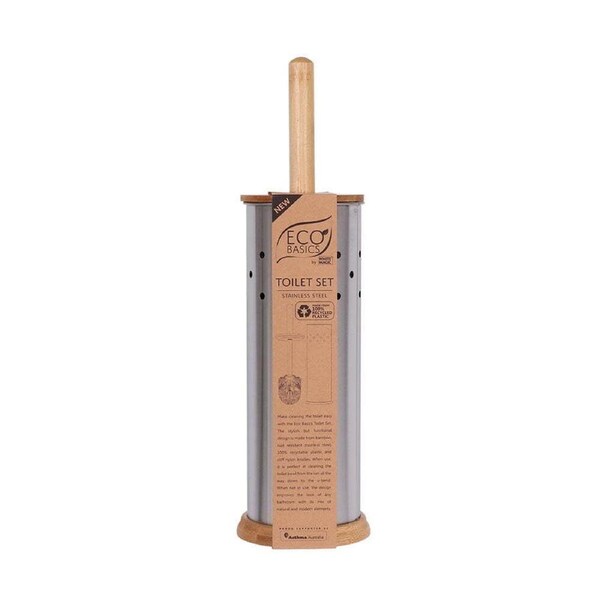 Eco Basics Toilet/Bathroom Set Bowl Cleaner Scrubber Bristle Rust-Resistant SLVR