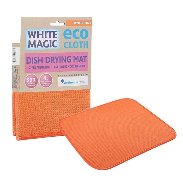 White Magic Dish/Bowl Drying Mat Kitchen Absorbent Double Sided Cloth Tangerine
