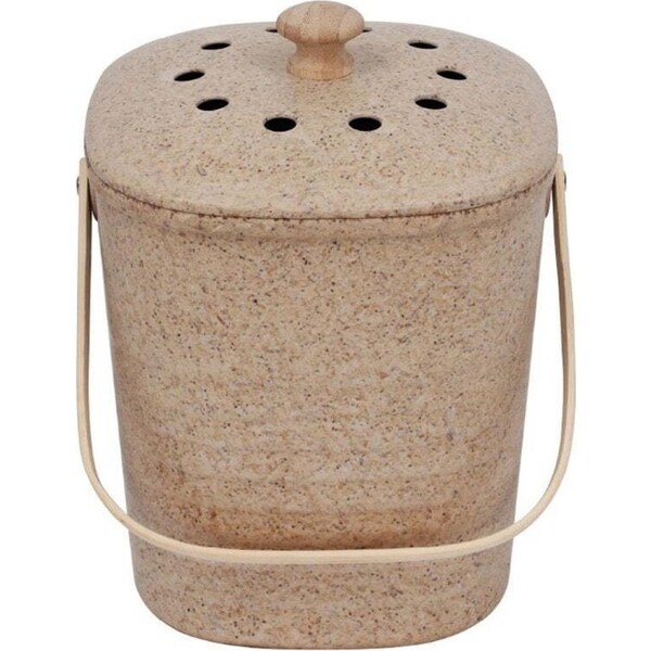 Eco Basics 4L Plant-Based Compost Kitchen Waste Bin Garbage/Trash Pot Pebble