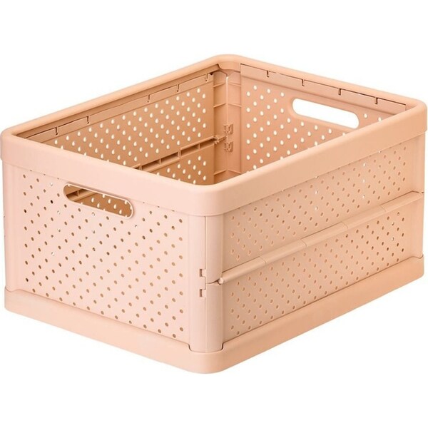 Vigar Compact 32L Plastic Foldable Crate Home/Car Basket Storage Organiser Pink
