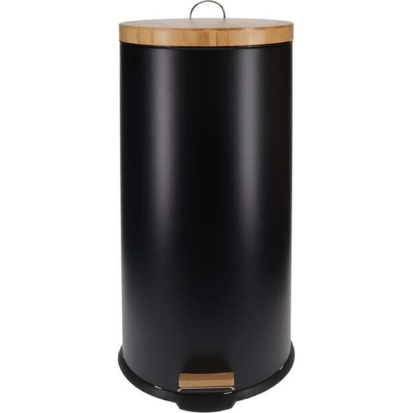 Eco Basics 30L Rubbish Bin/Trash Garbage Can Waste Container Storage Round Black