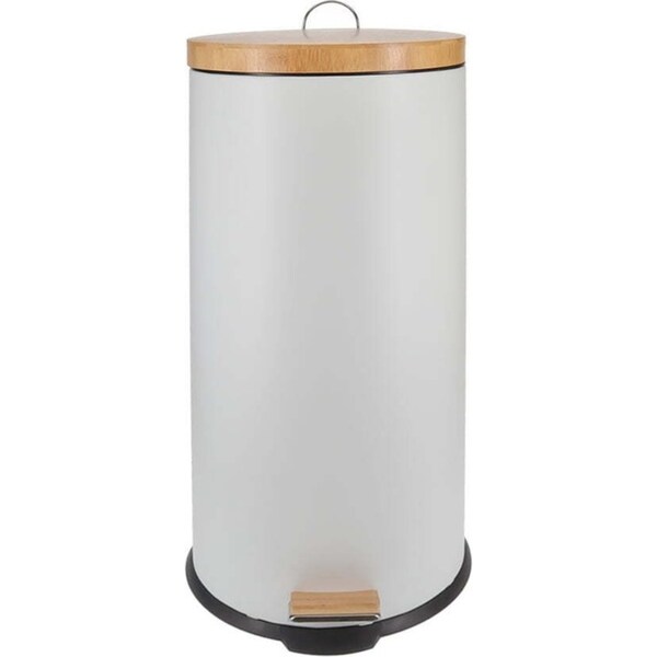 Eco Basics 30L Rubbish Bin/Trash Garbage Can Waste Container Storage Round White