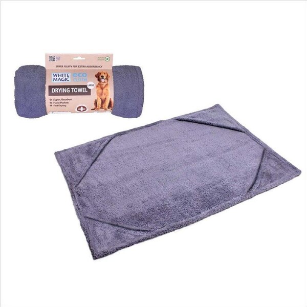White Magic 100x60cm Pet/Dog Drying Towel/Cloth Large w/ Hand Pocket Purple