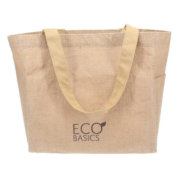 Eco Basics Reusable Jute Shopping Bag/Tote&nbsp;Storage Handbag w/ Carry Handle Beige