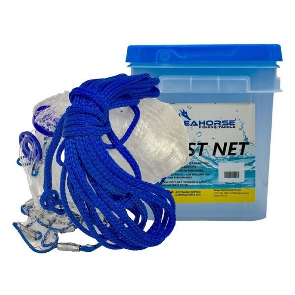 Seahorse Lead Weighted 12ft Mono Drawstring Pro/Heavy Cast Net with 3/4" Mesh