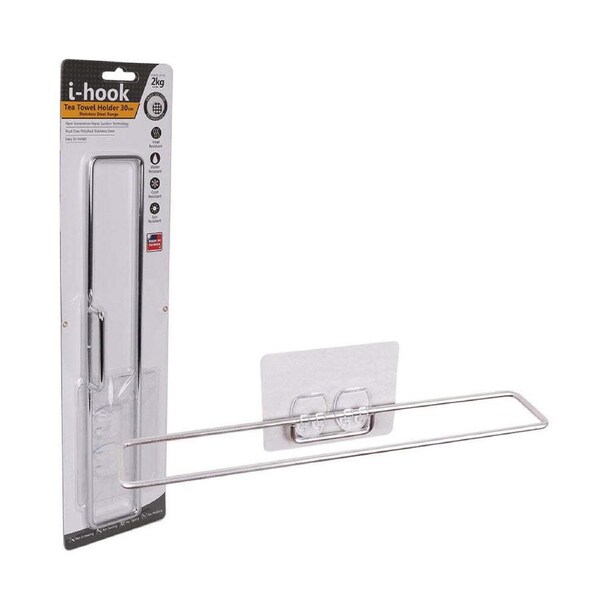 I-Hook 30cm Stainless Steel Tea Towel Holder Wall Mounted Organiser Storage SLV
