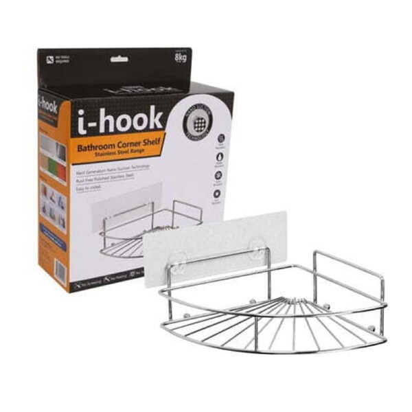 I-Hook 22cm Bathroom Corner Shelf/Sink Organiser Stainless Steel Storage Silver