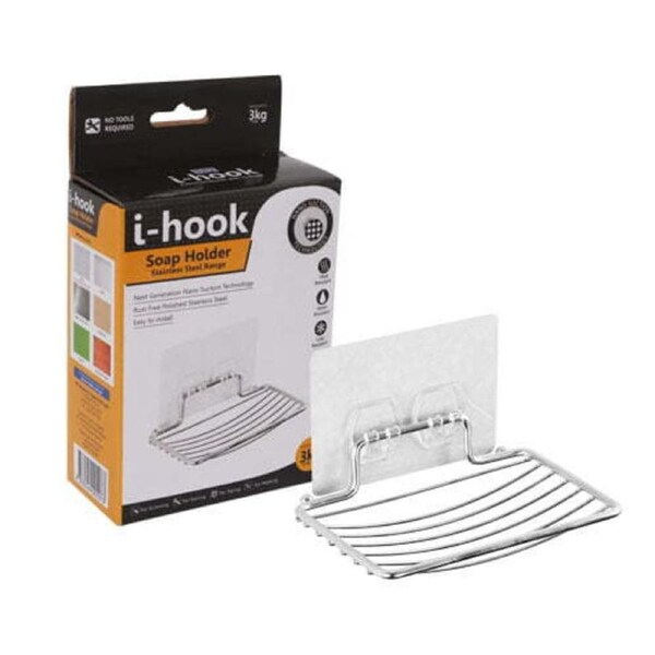 I-Hook 13cm Stainless Steel Soap Holder Storage Bathroom Home Organiser Silver