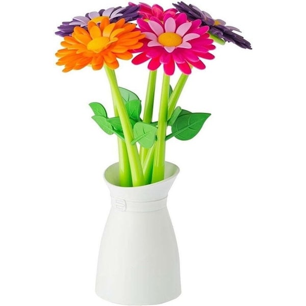 5pc Vigar Decorative Flower Shop Writing Pen Set w/Vase School/Office Stationery