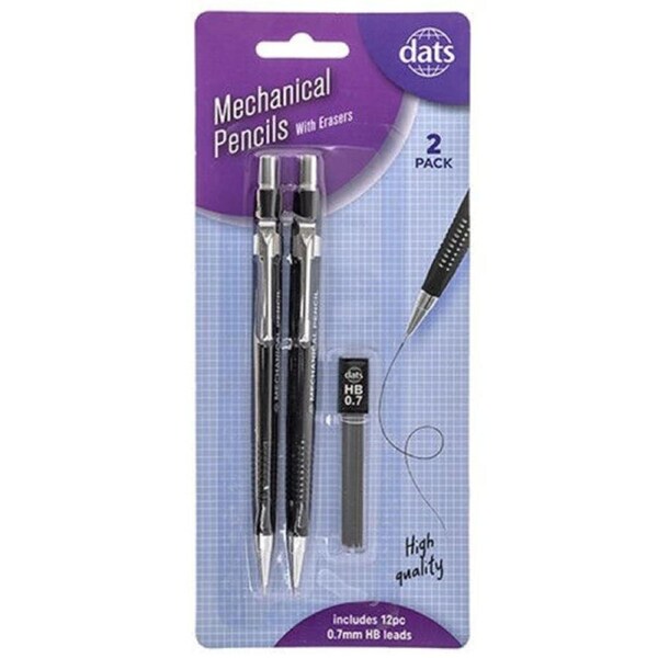 2pcs Mechanical Pencil 0.7MM Drafting Pencils With HB 0.7mm Leads Office School