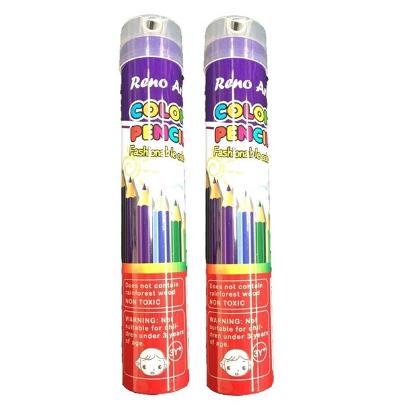 24 Coloured Pencils Set Art Supplies Metal Tin Case Colour Sketch NON-TOXIC