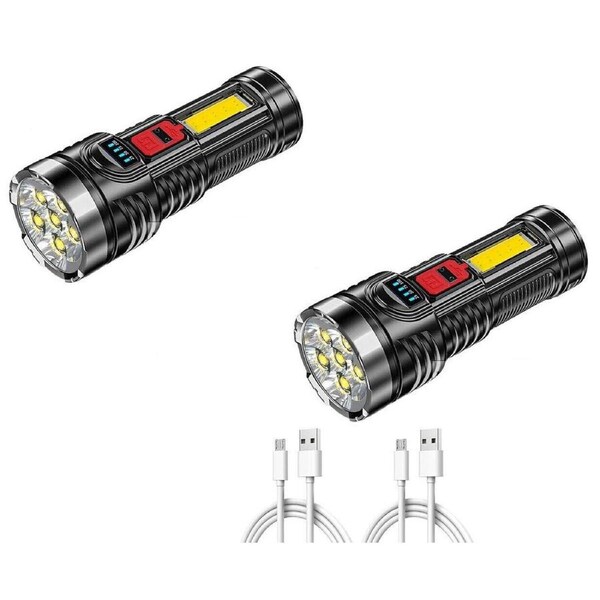 2x Super Bright 1200000LM Torch Led Flashlight USB Rechargeable Tactical Lamp
