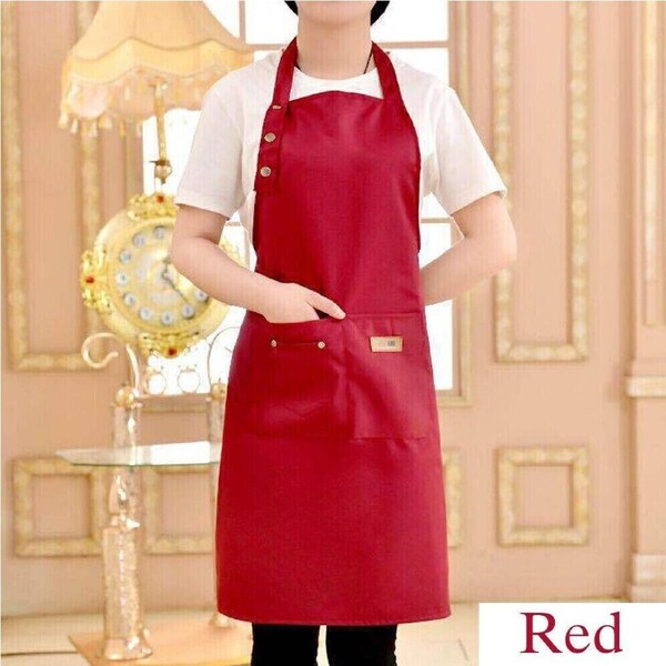 Canvas Apron Waterproof Waiter Cooking Cafe Kitchen Chef Butcher Washable -Red