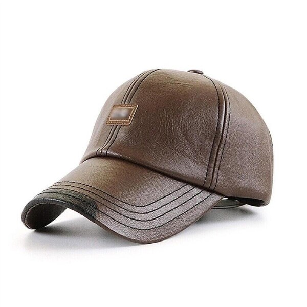 Men Hats Baseball Caps PULeather Outing Cap Fashion Adjustable Light Coffee