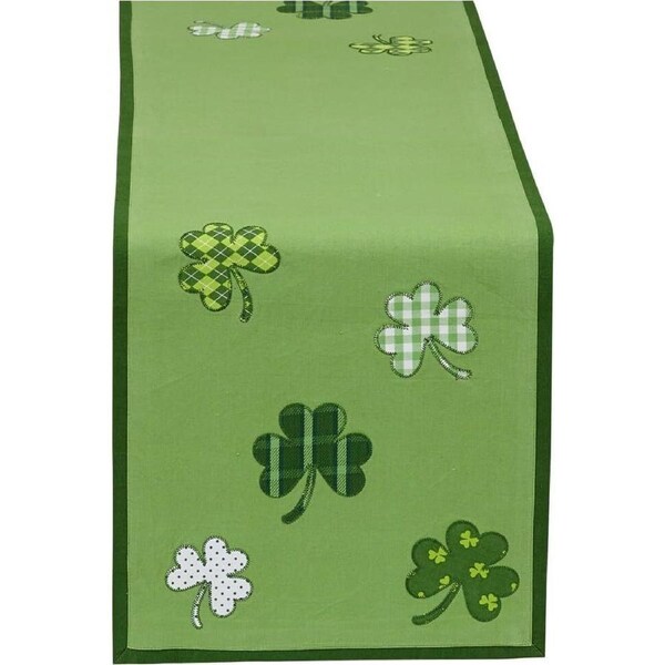 DII St Patrick's Day Shamrock Embroidered Table Runner 14 x 52 (35.5&nbsp;x 137cm)