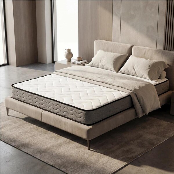 Advwin Queen Mattress 20CM Memory Foam Bed 7-Zone Quilted Pillow Top Pocket Spring Medium Firm