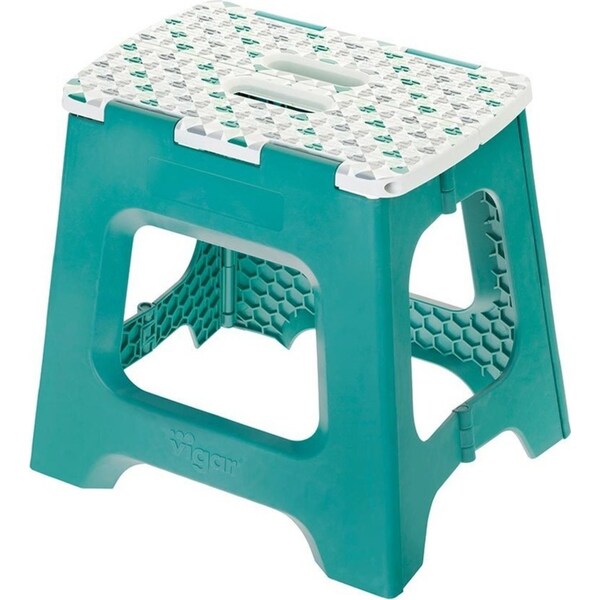 Vigar Compact Foldable 32cm Plastic Step Stool Outdoor/Kitchen Chair Geom on Top