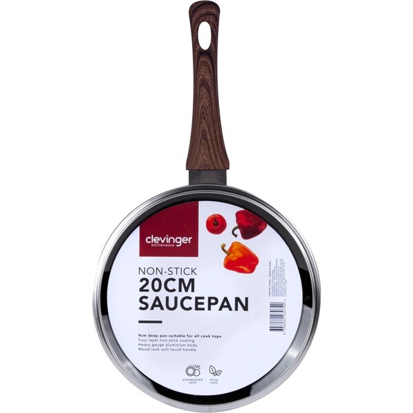 Clevinger 20cm Forged Aluminium w/Lid 4 Layer Round Non-Stick Saucepan Black