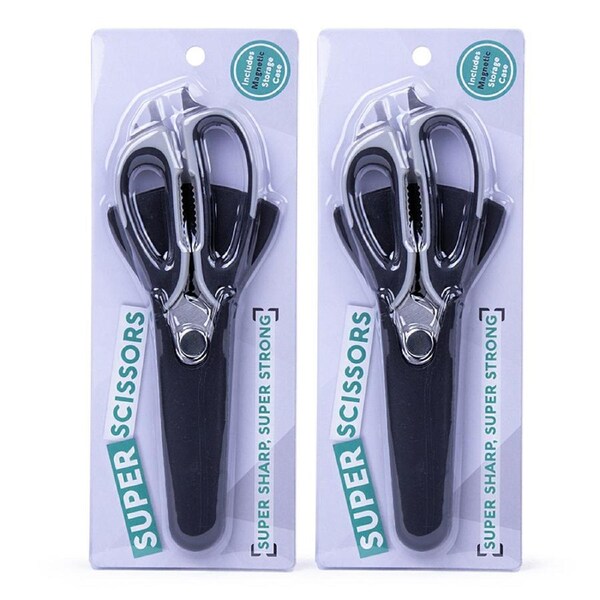 2x Kicthen 7-in-1 Stainless Steel Detachable Blade Super Scissors Shears BLK