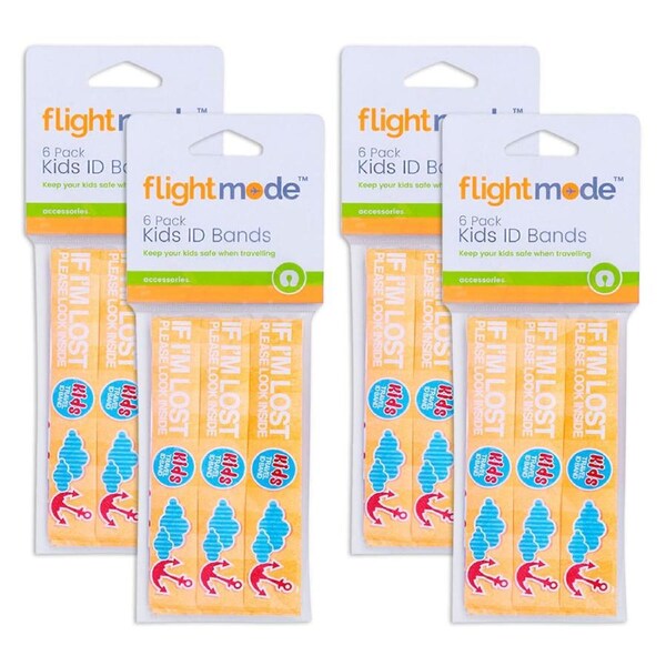 24x Flightmode Waterproof Safety Wristband Travel Infoband Kids Id Bands