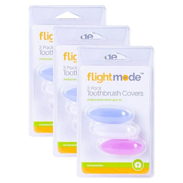 9x Flightmode Silicone 22x62mm Travel Standard Toothbrush Covers Assorted
