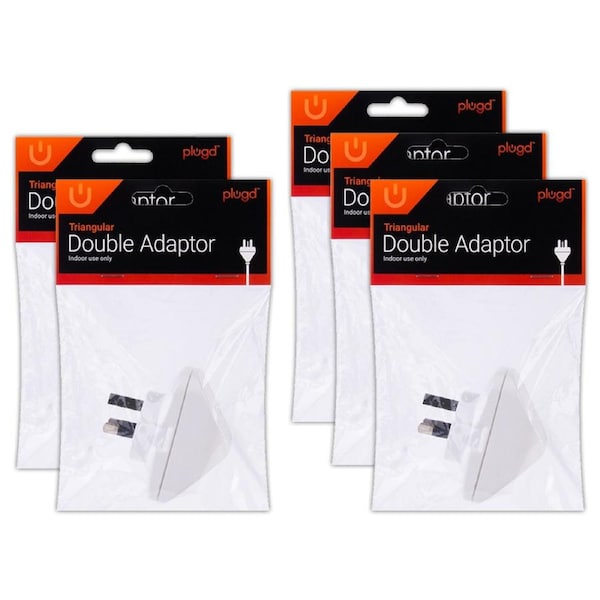 5x Plugd Triangular 240v 10amp 2400w Max Double Adapter Outlet Splitter