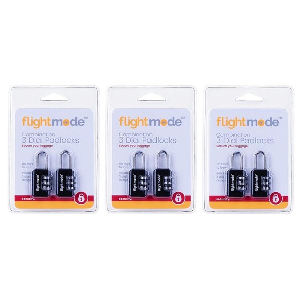 6x Flightmode 10mm Combination Padlock/Suitcase Travel Luggage Security Lock