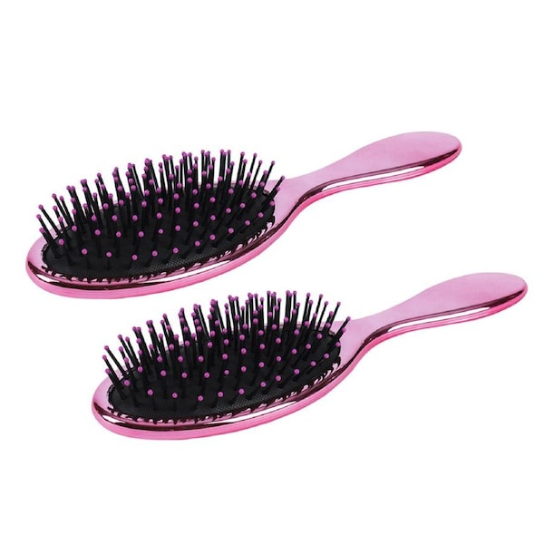 2x Living Today TPR Bristles Anti-Static Oval Paddle Brush Hair Grooming PNK
