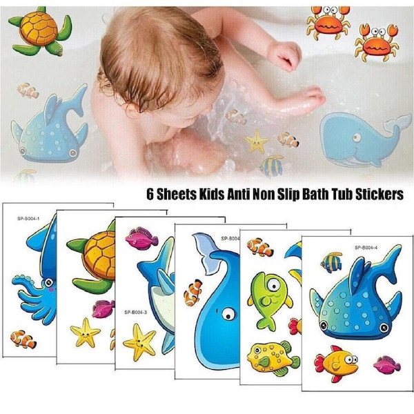 24pcs Kids Anti Non Slip Bath Tub Stickers 6 Sheets Mat Skid Shower Bathroom Mat