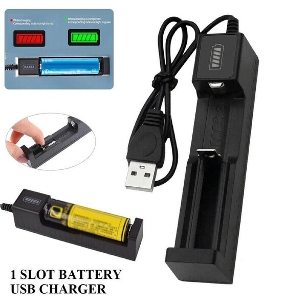 Portable 1slot Battery USB Charger for Rechargeable Batteries Li-ion