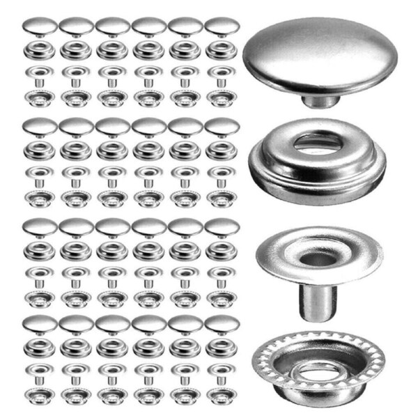 120x Marine Boat Canvas Stainless Steel Snap Fastener Press Stud Cap Button Kit