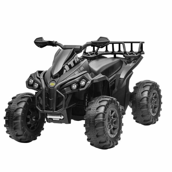 Electric Ride On ATV Car Quad Bike 12V Kids Vehicle Toy 4 Wheeler Children Motorised Rechargeable Battery MP3 USB LED Black