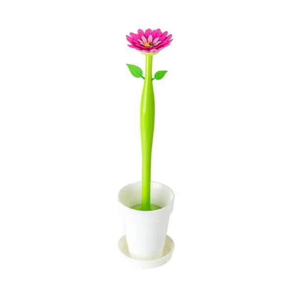 Vigar Flower Power Bathroom Toilet Cleaning Brush w/ Canister Holder Set White