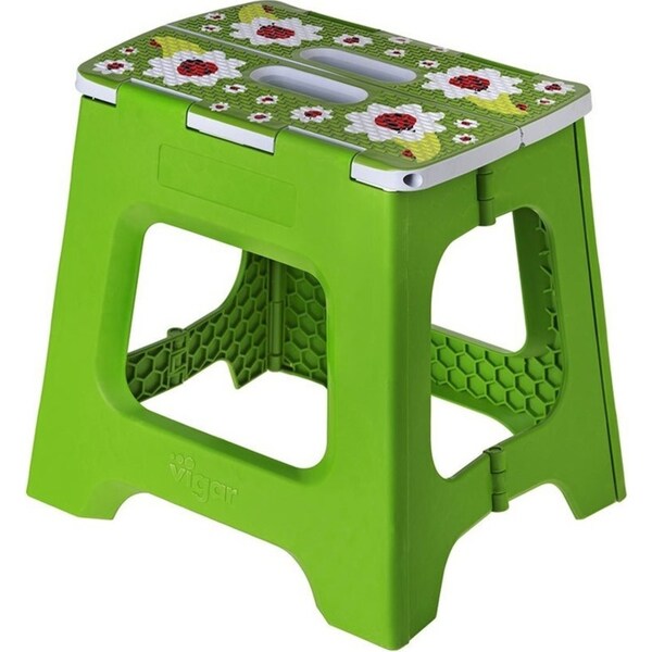 Vigar Compact Foldable 32cm Plastic Step Stool Outdoor/Kitchen Ladybug on Top