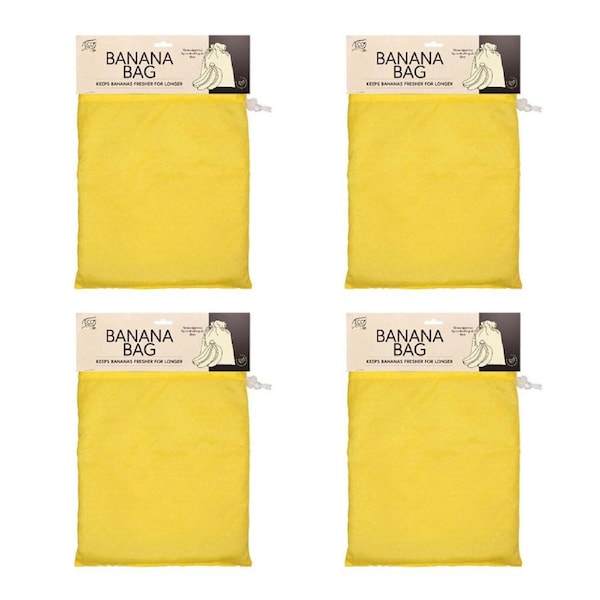 4x Eco Basics Banana Bag Fruit Storage Pouch/Bag Container w/Moisture Control