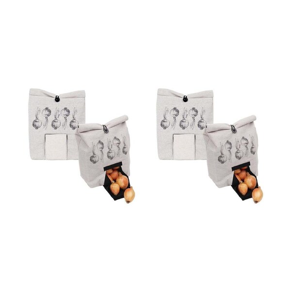 2x Eco Basics 46x34cm Onion Linen Bag Food Storage Breathable Fabric w/Flat Base