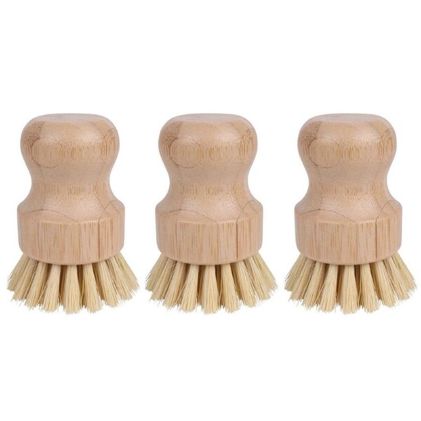3x Eco Basics 8cm Plastic Free Kitchen Pan Scrub/Brush Residue Cleaner Remover