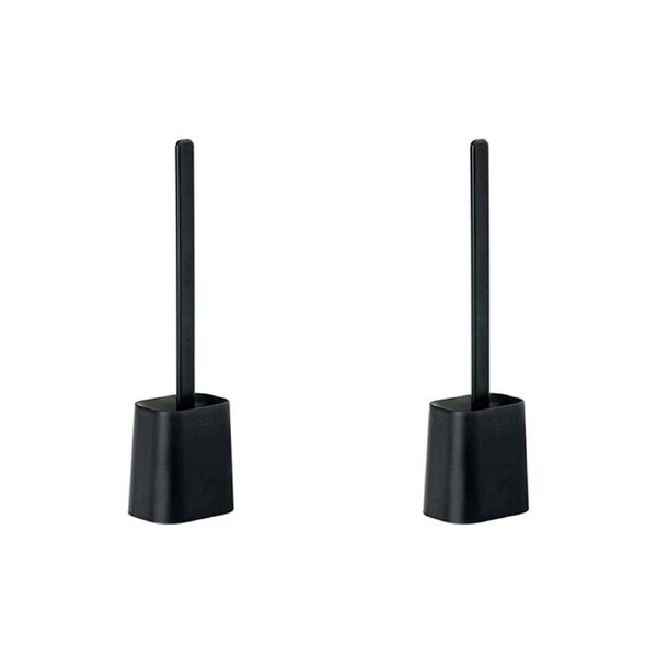 2x Vigar Essential Rubber Eco Toilet Brush w/ Holder Bathroom Cleaner Set Black