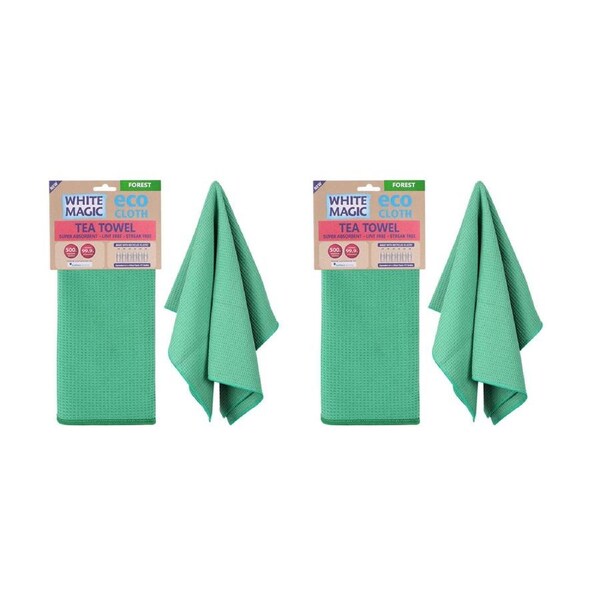2x White Magic Reusable 70x50cm Tea Towel Absorbent Cleaning/Drying Cloth Forest