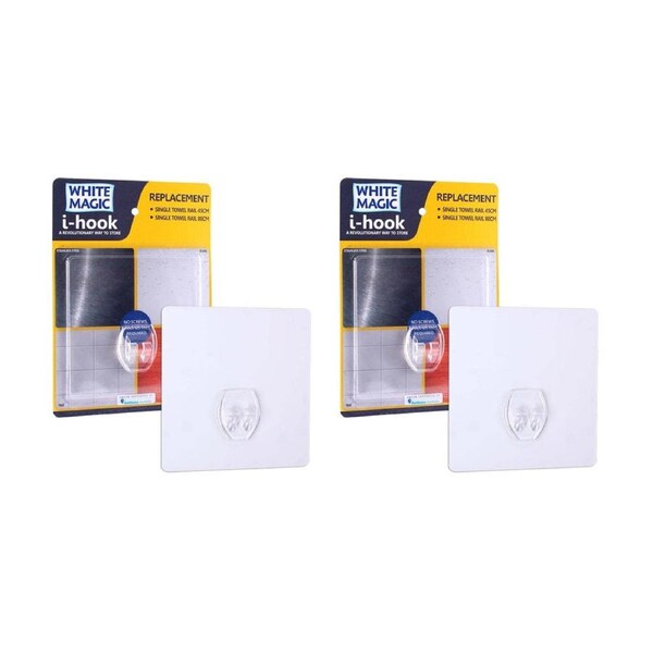 2x I-Hook R3 Replacement 10cm Wall Storage For 45/80cm Single Towel Rail Clear