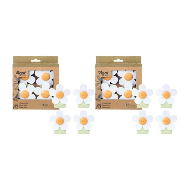 2x 4pc Vigar Florganic Fridge Magnet Clip Home Document Kitchen Organiser Holder