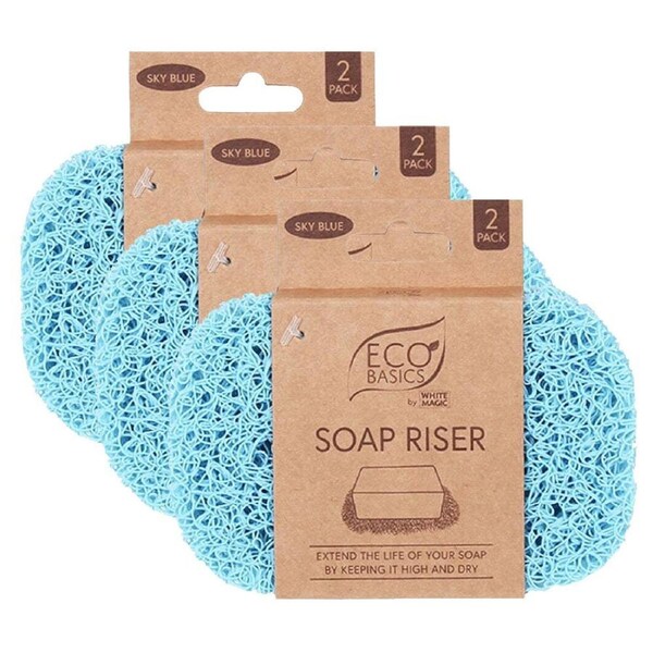 3x Eco Basics Soap Riser/Dish Elevator Holder Storage Sink Organiser Sky Blue
