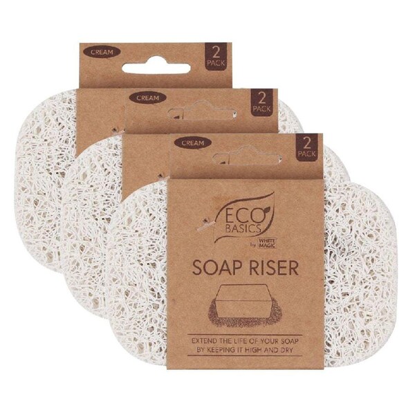 3x Eco Basics Soap Riser/Dish Elevator Holder Storage Bath/Sink Organiser Cream