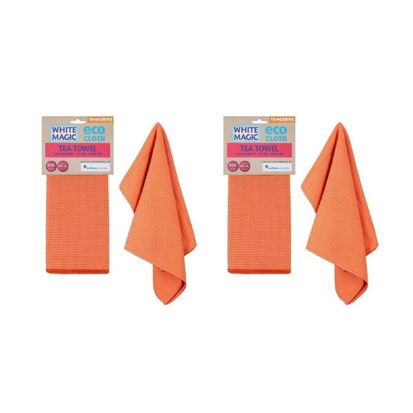 2x White Magic Reusable 70cm Tea Towel Absorbent Cleaning/Drying Cloth Tangerine