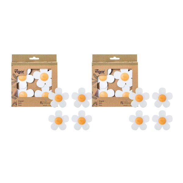2x 4pc Vigar 13cm Florganic Magnet Fridge Display/Notes Photo Organiser Holder