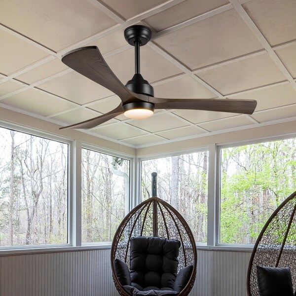 1320mm 52" Ceiling Fan with Remote Control Ceiling Fans Wooden Blades Matt Black & Ebony