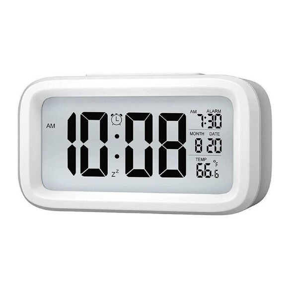 Digital Bedside Table LED Snooze Alarm Clock Time Temperature Day/Night Date