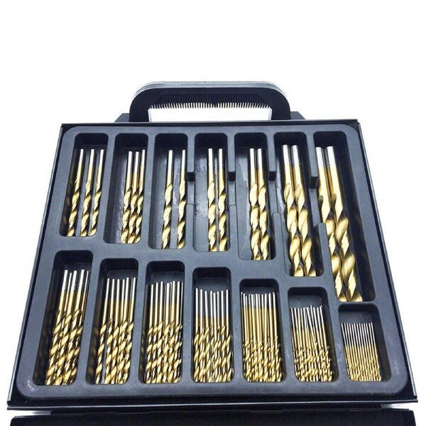99PCS HSS Metric 1.5-10mm Titanium Coated Drill Bit Set Metal Wood Plastic